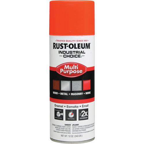 Rust-Oleum 1654830 Peinture en a&eacute;rosol &agrave; usages multiples syst&egrave;me 1600 Industrial Choice, Orange, Brillant, 12 oz, Canette a&eacute;rosol