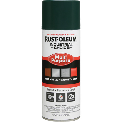 Rust-Oleum 1638830 Peinture en a&eacute;rosol &agrave; usages multiples syst&egrave;me 1600 Industrial Choice, Vert chasseur, Brillant, 12 oz, Canette a&eacute;rosol