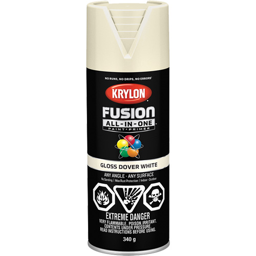 Krylon Industrial 427060007 Peinture &agrave; pulv&eacute;riser tout en un Fusion, Blanc Dover, Brillant, 12 oz, Canette a&eacute;rosol