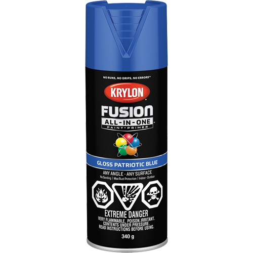 Krylon Industrial 427160007 Fusion All-In-One Spray Paint, Patriotic Blue, Gloss, 12 oz., Aerosol Can