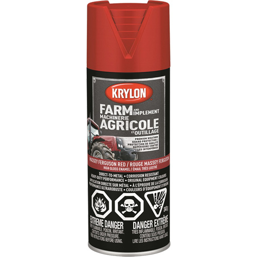 Krylon Industrial 419390008 Peinture en a&eacute;rosol pour la ferme et l'&eacute;quipement, Rouge Massey Ferguson, Tr&egrave;s brillant, 340 g, Canette a&eacute;rosol