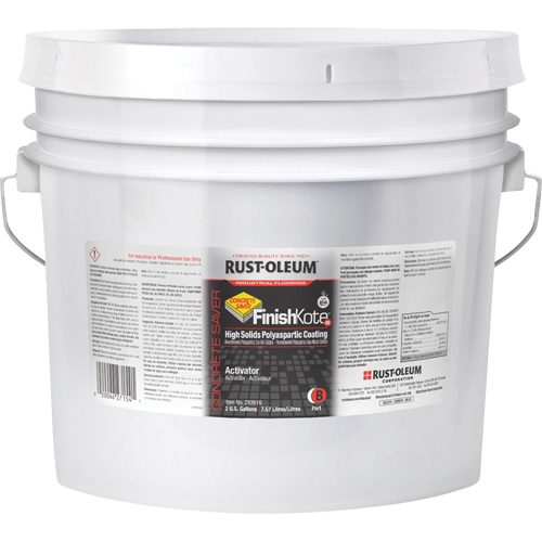 Rust-Oleum 283616 Rev&ecirc;tement de sol polyaspartique &agrave; haute teneur en solides Concrete Saver FinishKote 80 Partie B, Seau, Transparent/Base &agrave; teinter