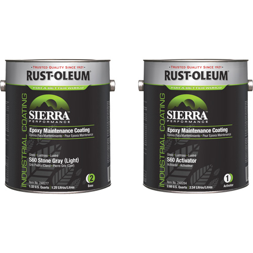 Rust Oleum 248285 Sierra S60 Water Based Epoxy Maintenance Coating Kit Gallon Grey