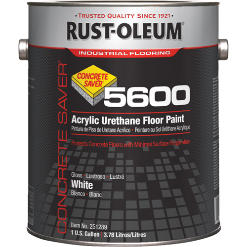 Rust-Oleum 251289 Concrete Saver 5600 System Acrylic Urethane Floor Paint, White, Gloss, Gallon