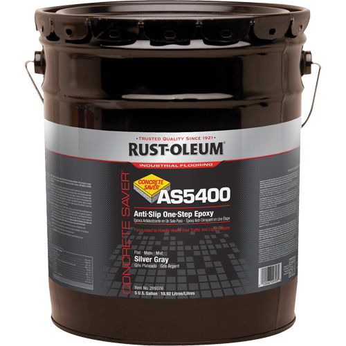 Rust-Oleum 289376 Concrete Saver AS5400 System Anti-Slip One-Step Epoxy, Silver Grey, 5 gal., Pail