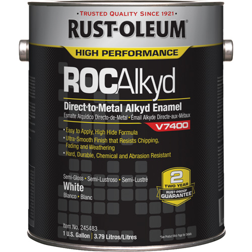 Rust-Oleum 245483 Peinture d&eacute;mail DMT alkyde V7400 System 340 &agrave; haut rendement, Blanc, Semi-brillant, Gallon