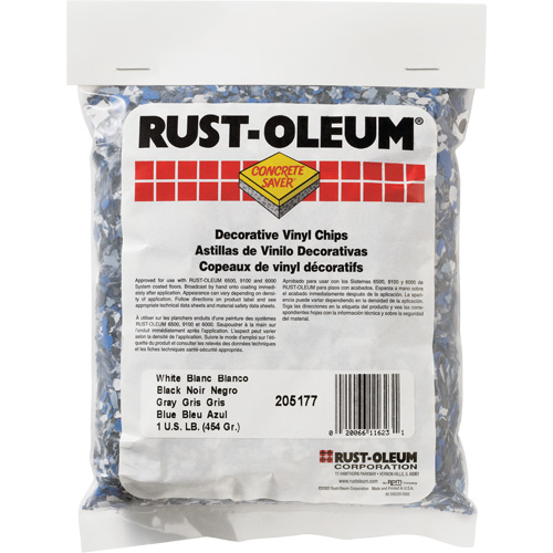 Rust-Oleum 205177 Concrete Saver&reg; Decorative Vinyl Chips, 0.5 kg, Bag, Black/White/Blue Blend