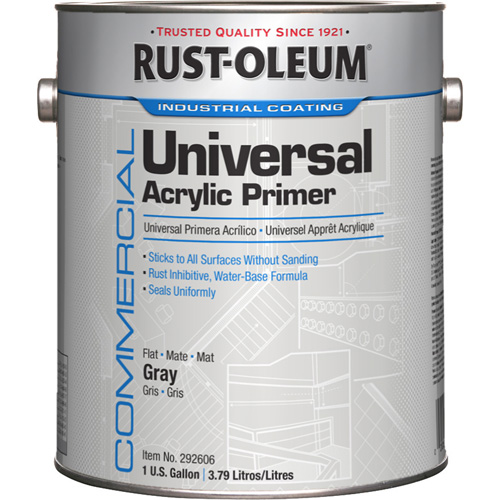 Rust-Oleum 292606 Commercial Universal Acrylic Primer, Grey, Flat, Gallon