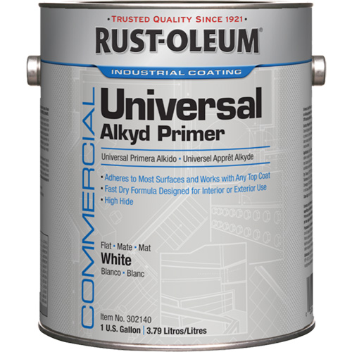 Rust-Oleum 302140 Commercial Universal Alkyd Primer, White, Very Flat, Gallon