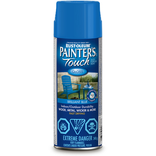 Rust-Oleum N1926830 Peinture multi-usages applicable au pinceau Painters Touch, Bleu brillant, Brillant, Canette a&eacute;rosol