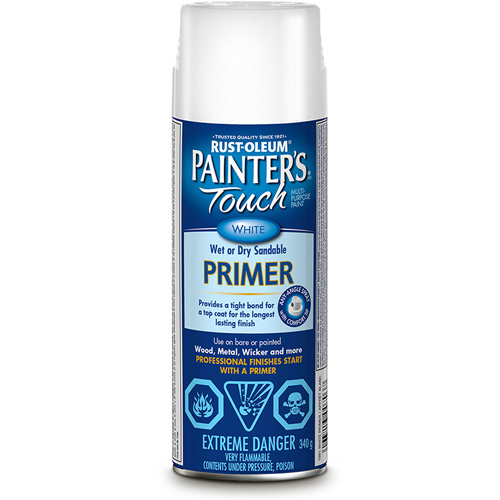 Rust-Oleum N1981830 Appr&ecirc;t multi-usages Painters Touch, Blanc, Tr&egrave;s mat, Canette a&eacute;rosol