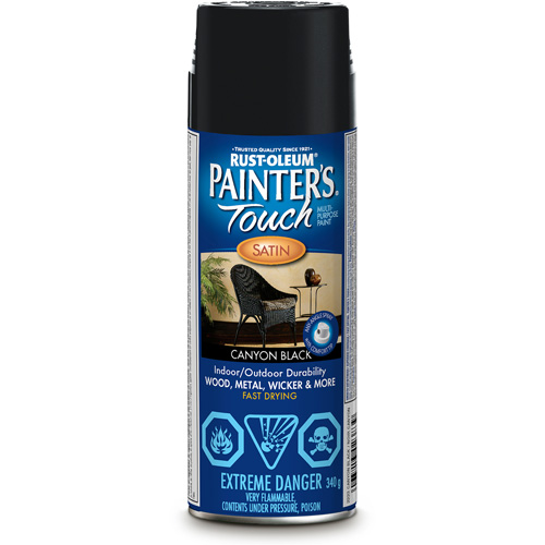Rust-Oleum N2223830 Painter's Touch&reg; Multi-Purpose Brush-On Paint, Canyon Black, Satin, Aerosol Can