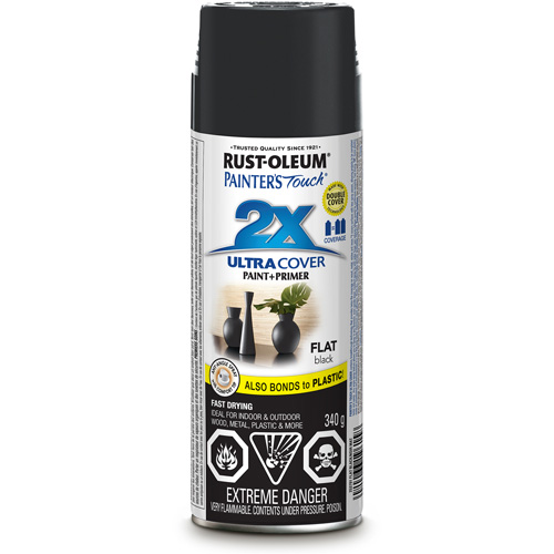 Rust-Oleum 253701 Painter's Touch&reg; Ultra Cover Paint, Black, Very Flat, Aerosol Can
