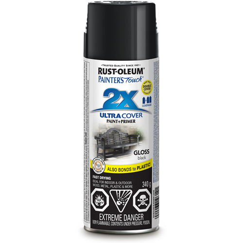 Rust-Oleum 253700 Painter's Touch&reg; Ultra Cover Paint, Black, Gloss, Aerosol Can
