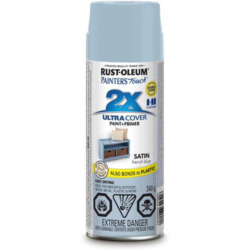 Rust-Oleum 317191 Peinture &agrave; pouvoir couvrant &eacute;lev&eacute; Painter's Touch, Bleu français, Satin, Canette a&eacute;rosol