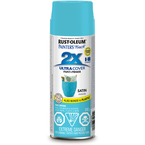 Rust-Oleum 317195 Peinture &agrave; pouvoir couvrant &eacute;lev&eacute; Painter's Touch, Bleu maritime, Satin, Canette a&eacute;rosol