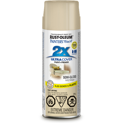 Rust-Oleum 268419 Peinture &agrave; pouvoir couvrant &eacute;lev&eacute; Painter's Touch, Blanc bisque d'ivoire, Semi-brillant, Canette a&eacute;rosol