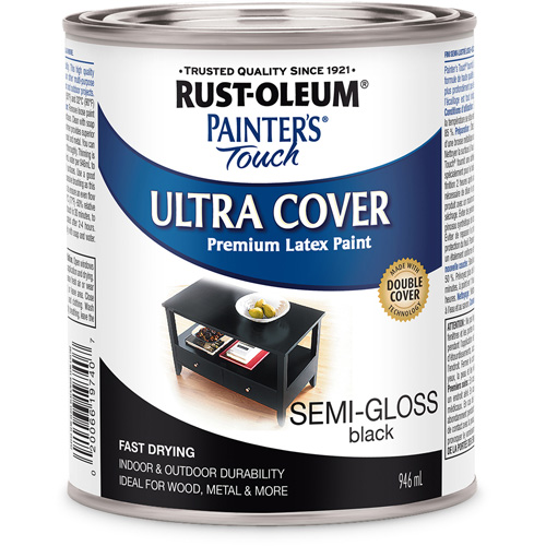 Rust-Oleum 254930 Peinture multi-usages applicable au pinceau Painters Touch, Noir, Semi-brillant, 946 ml, Canette