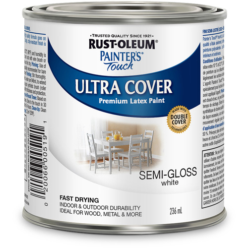 Rust-Oleum N1993730 Painter's Touch&reg; Multi-Purpose Brush-On Paint, White, Semi-Gloss, 236 ml, Can