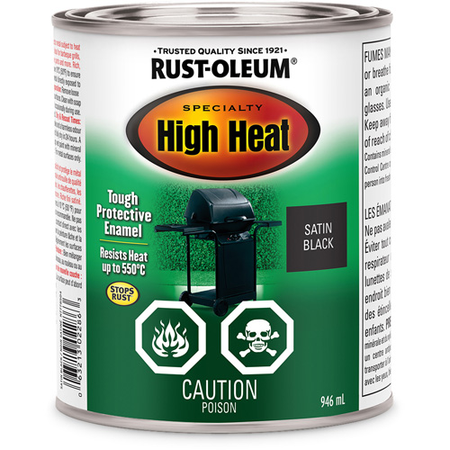 Rust-Oleum N7778504 Peinture-&eacute;mail haute temp&eacute;rature, Noir BBQ, Tr&egrave;s brillant, 946 ml, Canette