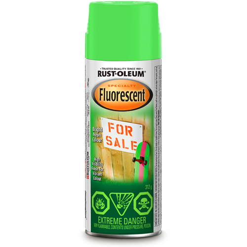 Rust-Oleum N1932830 Specialty Fluorescent Spray Paint, Fluorescent Green, Aerosol Can