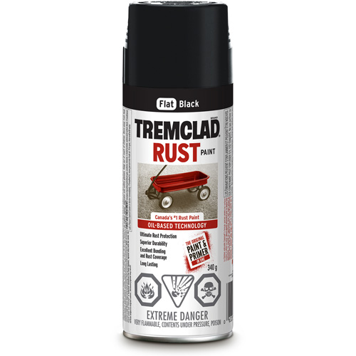 Rust-Oleum 27048B522 Tremclad&reg; Oil Based Rust Paint, Black, Very Flat, Aerosol Can