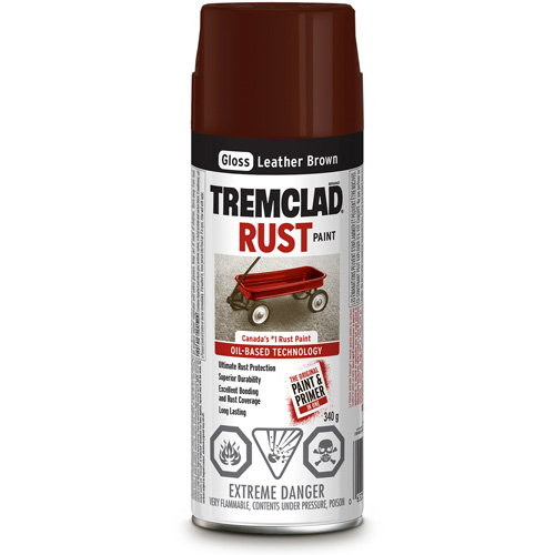Rust-Oleum 27091B522 Peinture antirouille &agrave; base dhuile Tremclad, Brun cuir, Tr&egrave;s mat, Canette a&eacute;rosol