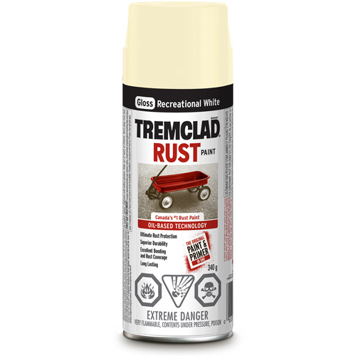 Rust-Oleum 27032B522 Peinture antirouille &agrave; base dhuile Tremclad, Blanc loisir, Brillant, Canette a&eacute;rosol