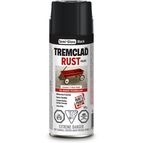 Rust-Oleum 270S26B522 Tremclad&reg; Oil Based Rust Paint, Black, Semi-Gloss, Aerosol Can