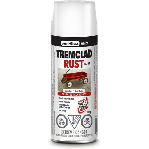 Rust-Oleum 270S25B522 Peinture antirouille &agrave; base dhuile Tremclad, Blanc, Semi-brillant, Canette a&eacute;rosol