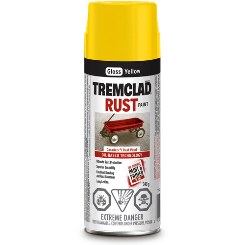 Rust Oleum 27097B522 Tremclad Oil Based Rust Paint Yellow Gloss Aerosol Can