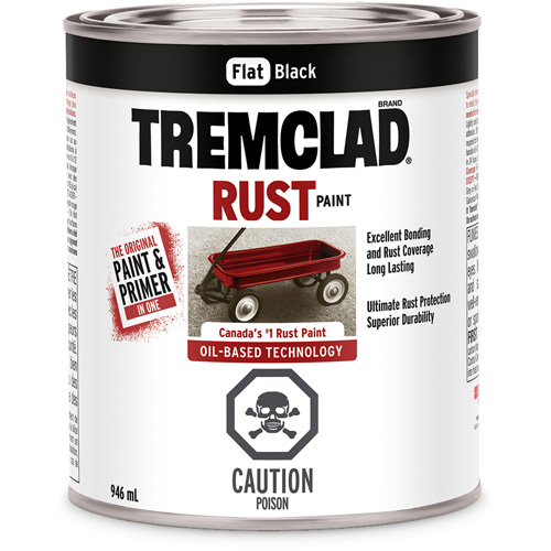 Rust-Oleum 254932 Tremclad&reg; Oil Based Rust Paint, Black, Very Flat, 946 ml, Can