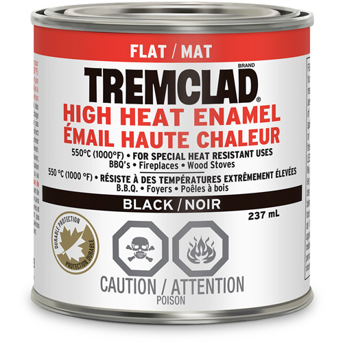 Rust-Oleum 29300125 &eacute;mail haute temp&eacute;rature Tremclad, Noir, Tr&egrave;s mat, 237 ml, Canette