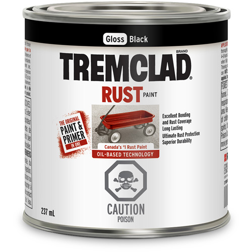 Rust-Oleum 27026X125 Tremclad&reg; Oil Based Rust Paint, Black, Gloss, 237 ml, Can