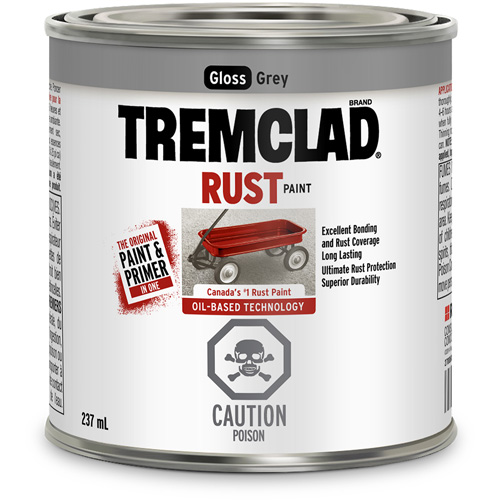 Rust-Oleum 27028X125 Tremclad&reg; Oil Based Rust Paint, Grey, Gloss, 237 ml, Can