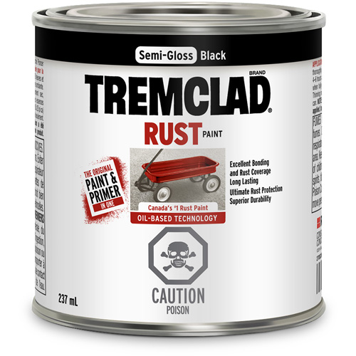 Rust-Oleum 270S26X125 Tremclad&reg; Oil Based Rust Paint, Black, Semi-Gloss, 237 ml, Can