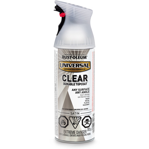 Rust Oleum 319119 Universal Top Coat Spray Paint Clear Satin Aerosol Can