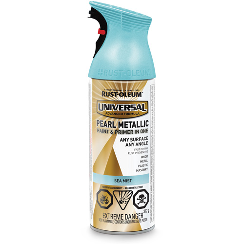 Rust-Oleum 302319 Couche de fond et rev&ecirc;tement perl&eacute; &agrave; vaporiser Universal, Brume de mer, M&eacute;tallique, Canette a&eacute;rosol