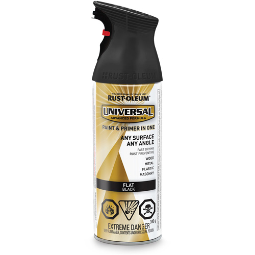 Rust-Oleum 246434 Universal&reg; Enamel Paint & Primer In One, Black, Very Flat, Aerosol Can
