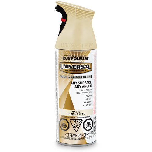 Rust-Oleum 319114 Peinture-&eacute;mail et couche de fond Universal, Blanc cr&egrave;me française, Mat, Canette a&eacute;rosol