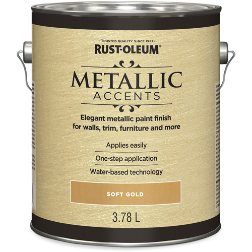 Rust-Oleum 322438 Peinture &agrave; base d'eau Accents m&eacute;talliques, 3,78 L, Gallon, Or