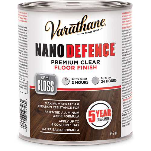 Rust-Oleum 254215 Fini pour planchers de premi&egrave;re qualit&eacute; Varathane Nano Defence, 946 ml, Transparent, Semi-brillant