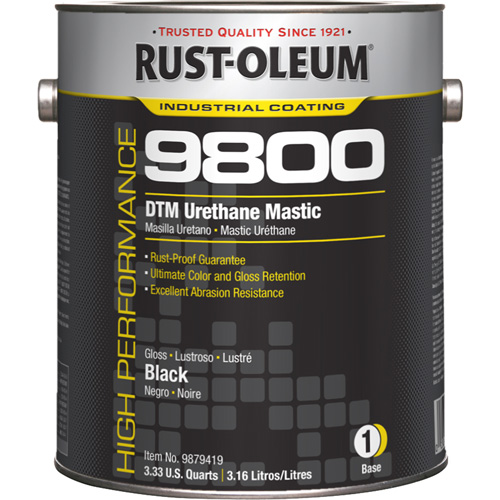 Rust-Oleum 9879419 Syst&egrave;me de mastic &agrave; lur&eacute;thane 9800 DTM, 1 gal., Noir, Tr&egrave;s brillant