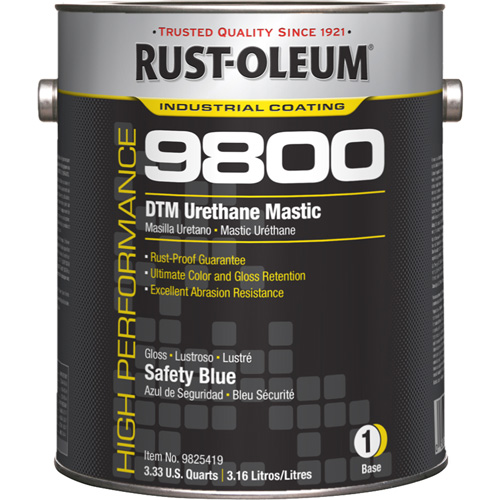 Rust-Oleum 9825419 Syst&egrave;me de mastic &agrave; lur&eacute;thane 9800 DTM, 1 gal., Bleu s&eacute;curit&eacute;, Tr&egrave;s brillant