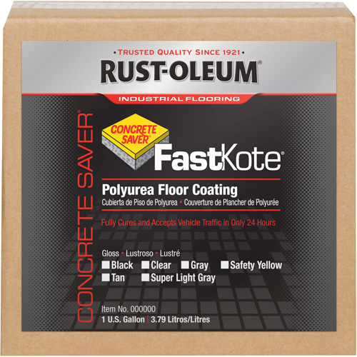 Rust-Oleum 277498 Rev&ecirc;tement de plancher &agrave; base de polyr&eacute;sine FastKote, 1 gal., &agrave; l'ur&eacute;thane, Tr&egrave;s brillant, Gris