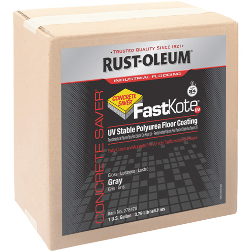 Rust-Oleum 278478 FastKote&reg; UV Stable Polyurea Floor Coating, 1 gal., Urethane-Based, High-Gloss, Grey