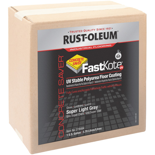 Rust-Oleum 278494 FastKote&reg; UV Stable Polyurea Floor Coating, 1 gal., Urethane-Based, High-Gloss, Grey