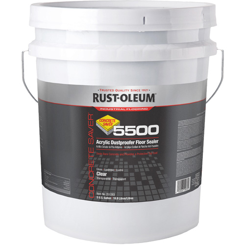 Rust-Oleum 251283 Syst&egrave;me 55000 d&eacute;tanch&eacute;it&eacute; antipoussi&egrave;re &agrave; base dacrylique pour plancher, 5 gal., &agrave; l'eau, Transparent, Transparent
