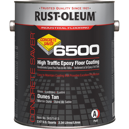 Rust-Oleum S6571413 Concrete Saver 6500 System High Traffic Floor Coating, 1 gal./3.7 L, Solvent-Based, High-Gloss, Beige