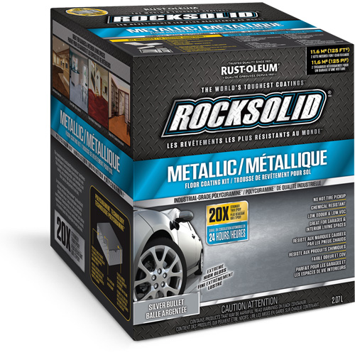 Rust-Oleum 287300 RockSolid&reg; Metallic Floor Coating, Solvent-Based, High-Gloss, Silver/Aluminum